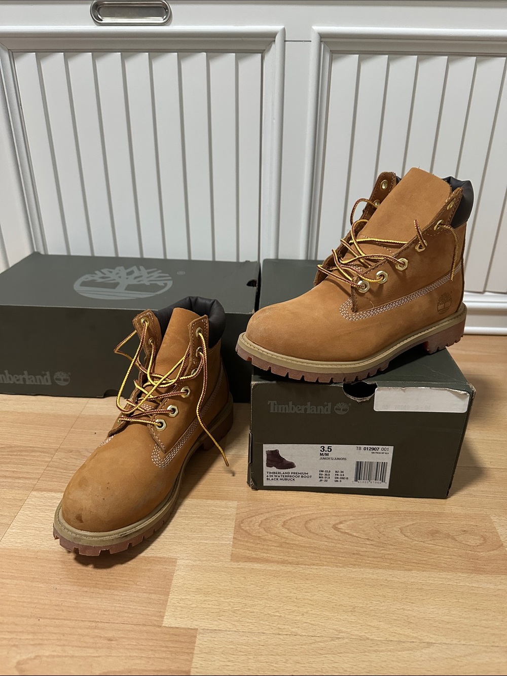 Timberland Boys Wheat Nubuck Work Boots with Black Collar